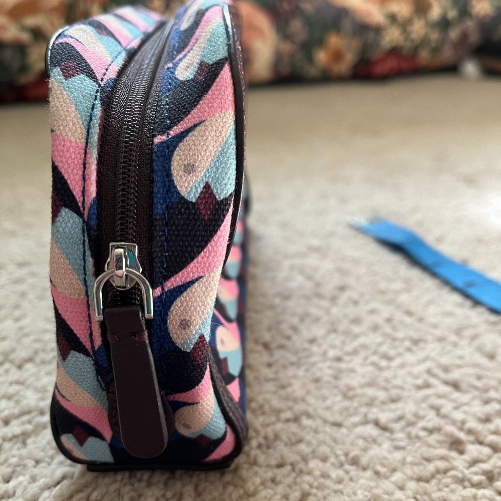 Kate Spade *Geo Bird* Dome Canvas Travel Case | Makeup Bag | Pen Pouch | EUC - Picture 5 of 10